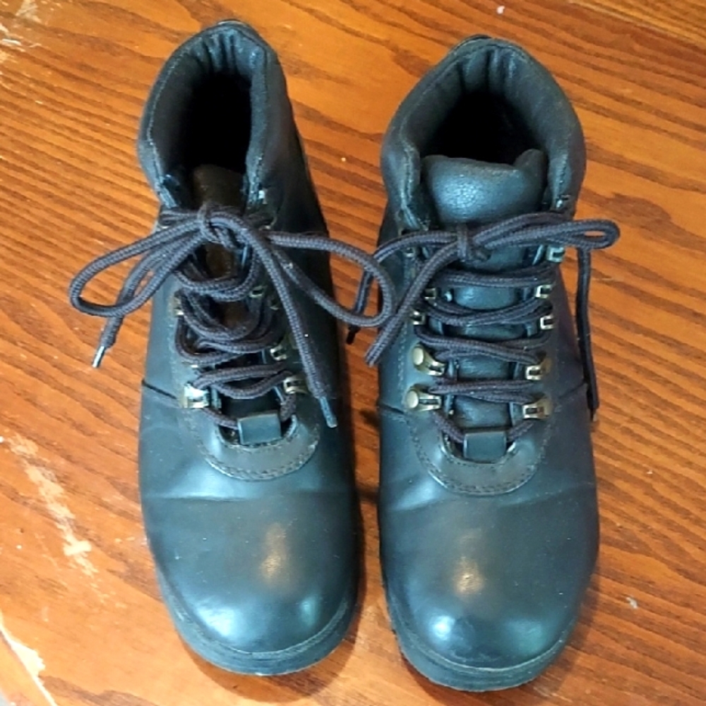 Totes Black Lace-Up Ankle Boots 7 Medium